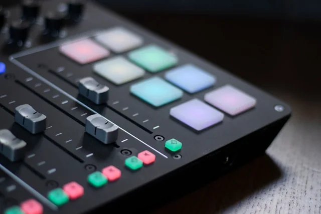 Audio mixing console in a media studio