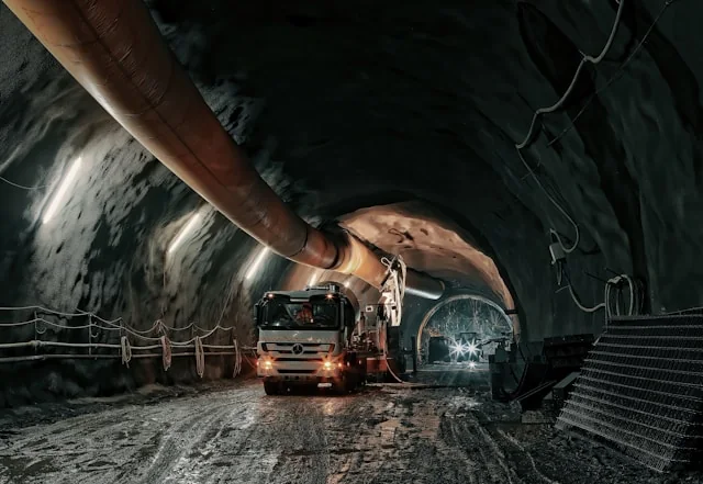 Industrial operations in a tunnel